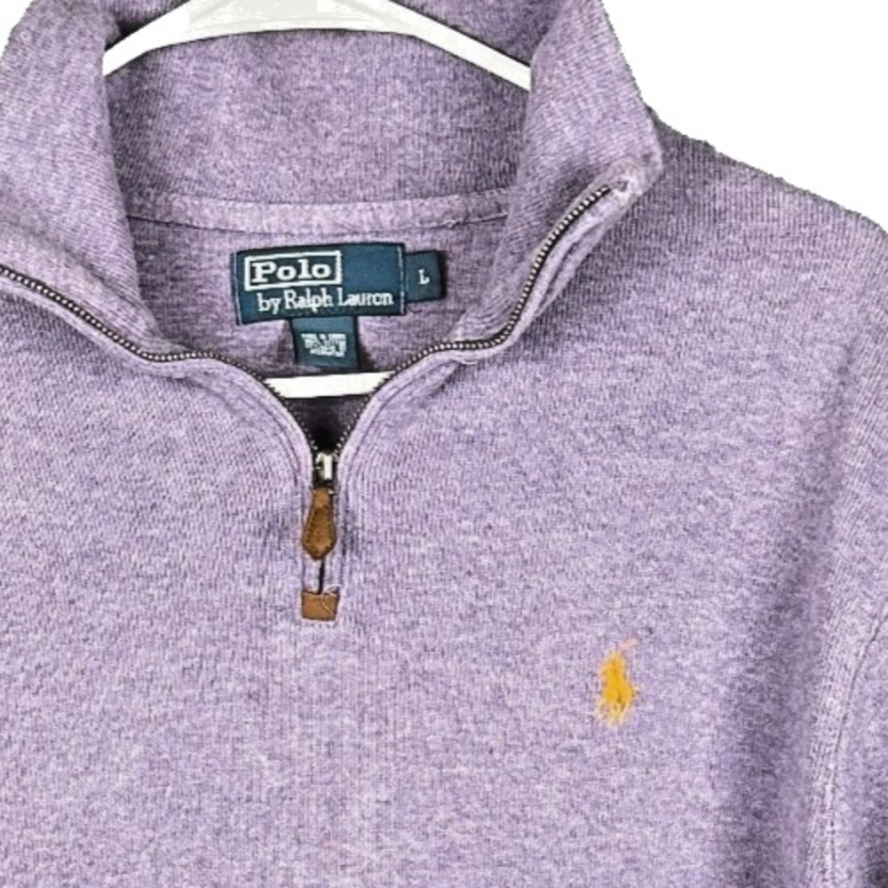 Polo Ralph Lauren Mens Large Purple Orange Pony Quarter Zip Sweatshirt L